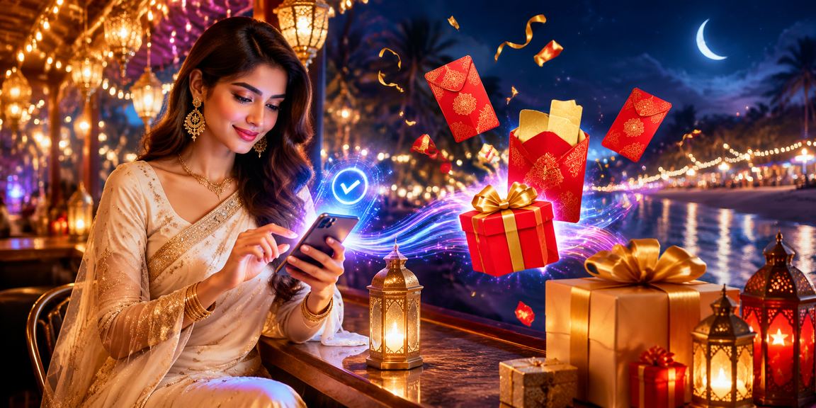 কক্সবাজার বোনাস রেড এনভেলপ সহ সারে পরিহিত নারী